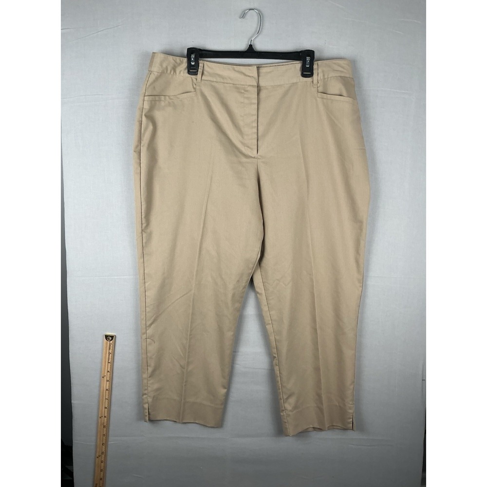 Jaclyn Smith Tan Stretch Rayon  Blend Pull-On Straight Fit Professional Pants 18